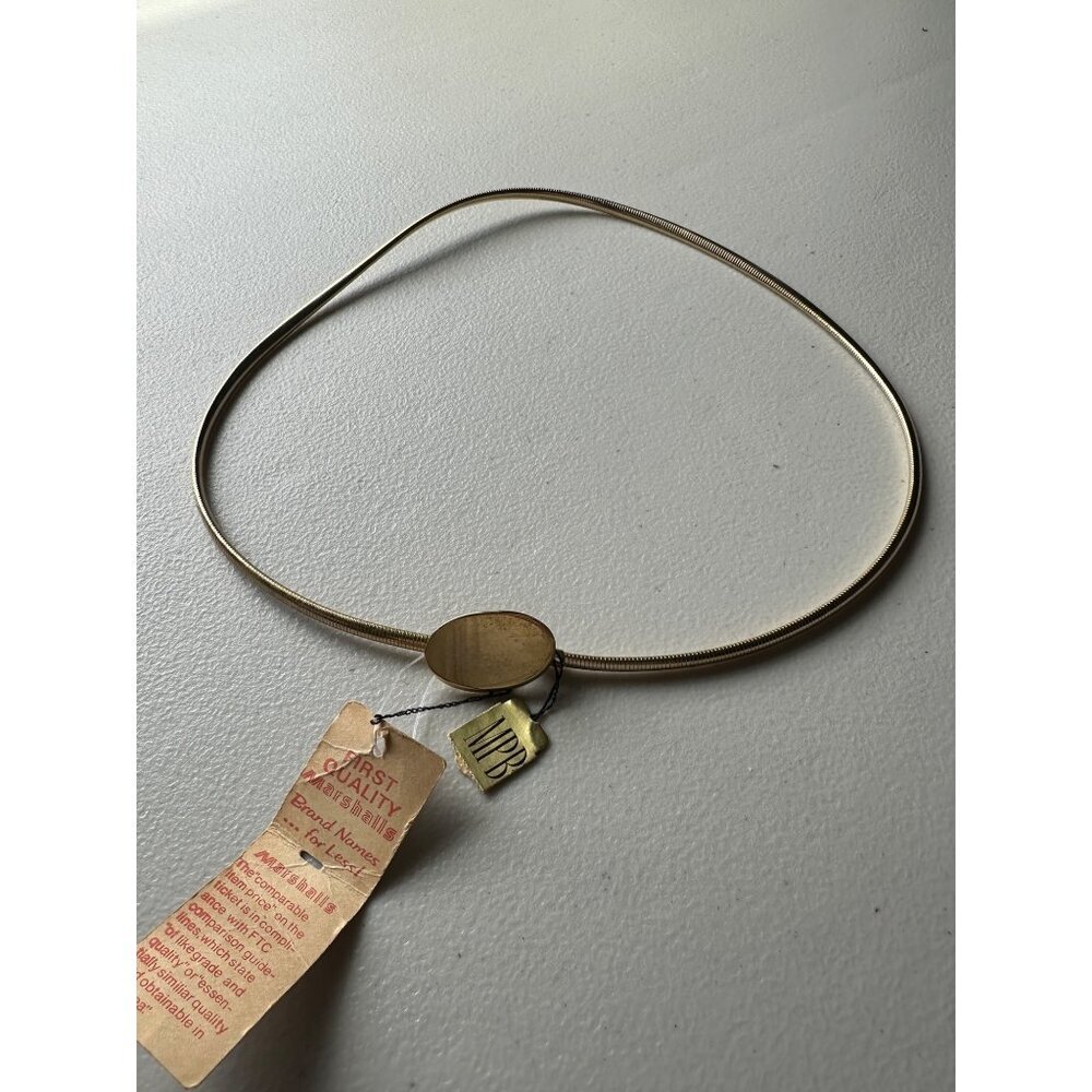 Vintage Stretch Oval Buckle Metal Coil Belt Gold Womens Size XS 80's 90's Glam - Picture 8 of 8